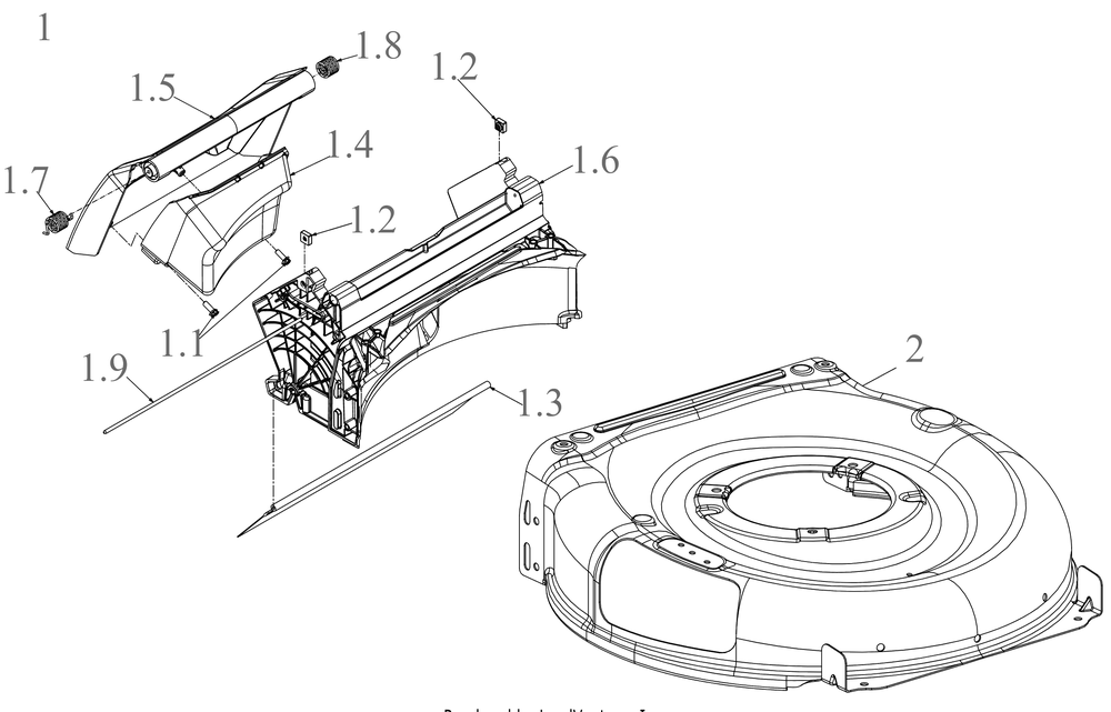 Deck Diagram and Parts List for SCP21E (18AEB9C5B10)(2022) Cub Cadet Lawn Mower